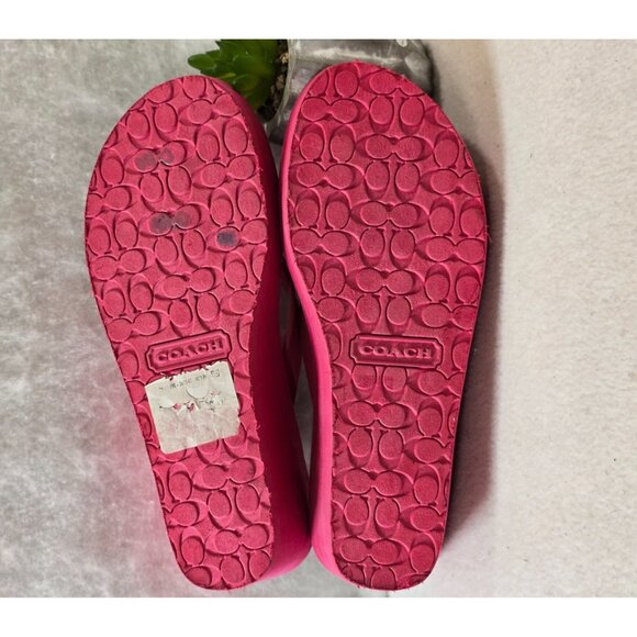 Coach Loralyn Wedge‎ Flip Flop Sandals Striped Pop Pink White Size 7 B - Picture 8 of 10